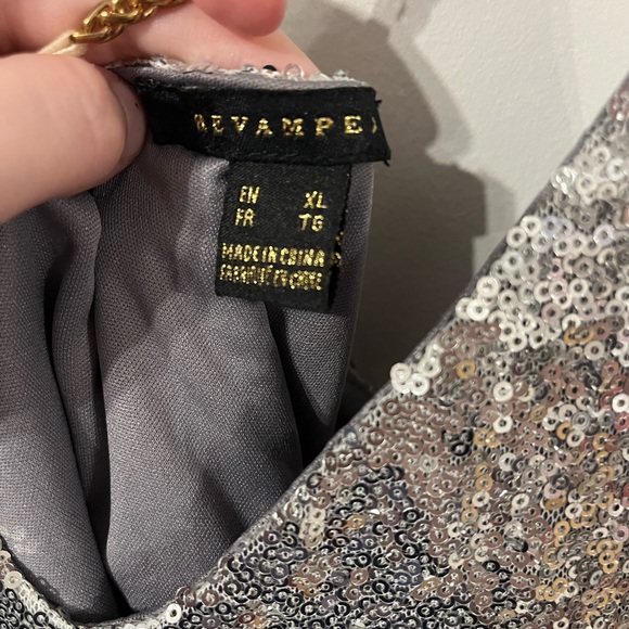 Silver sparkly top with gold straps - Picture 3 of 3